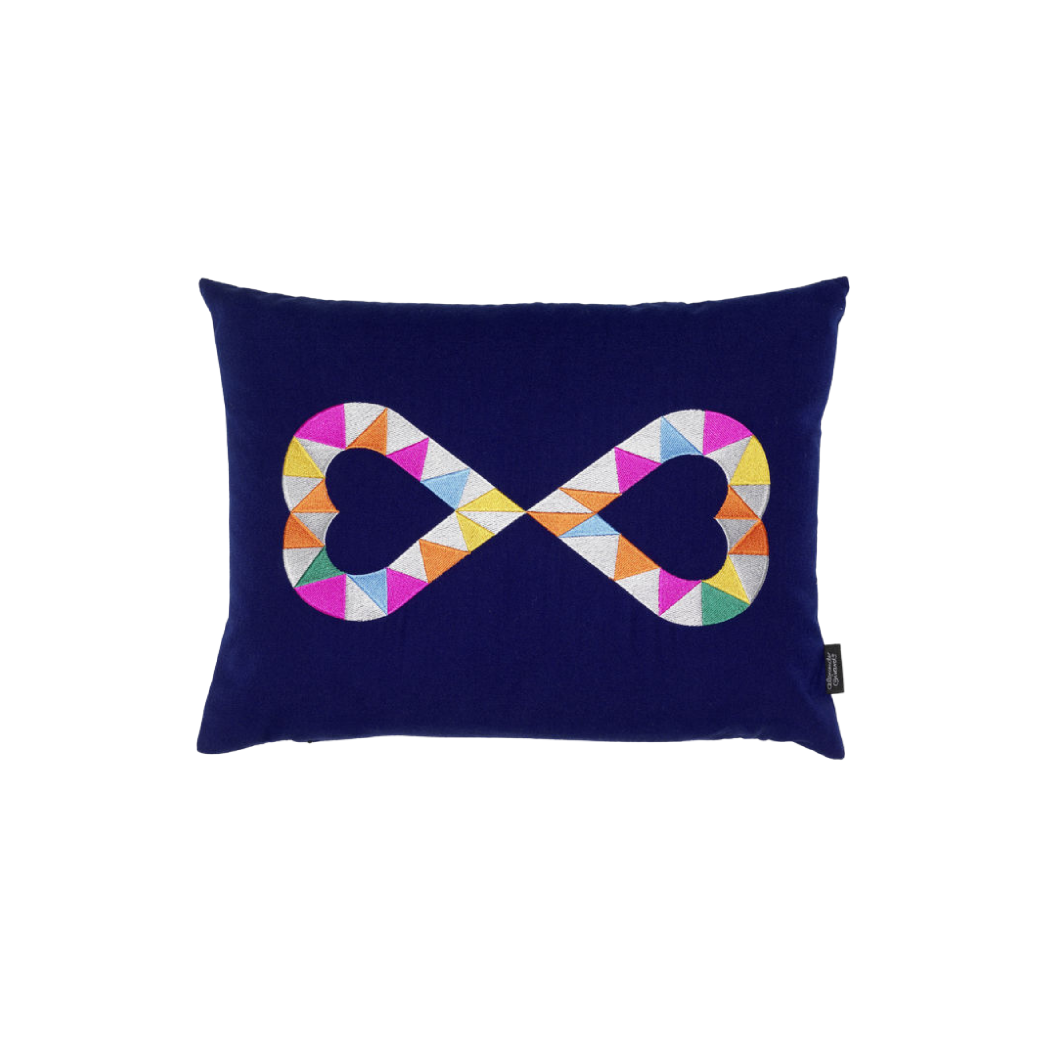 Embroidered Pillows - Double Heart 2, blue