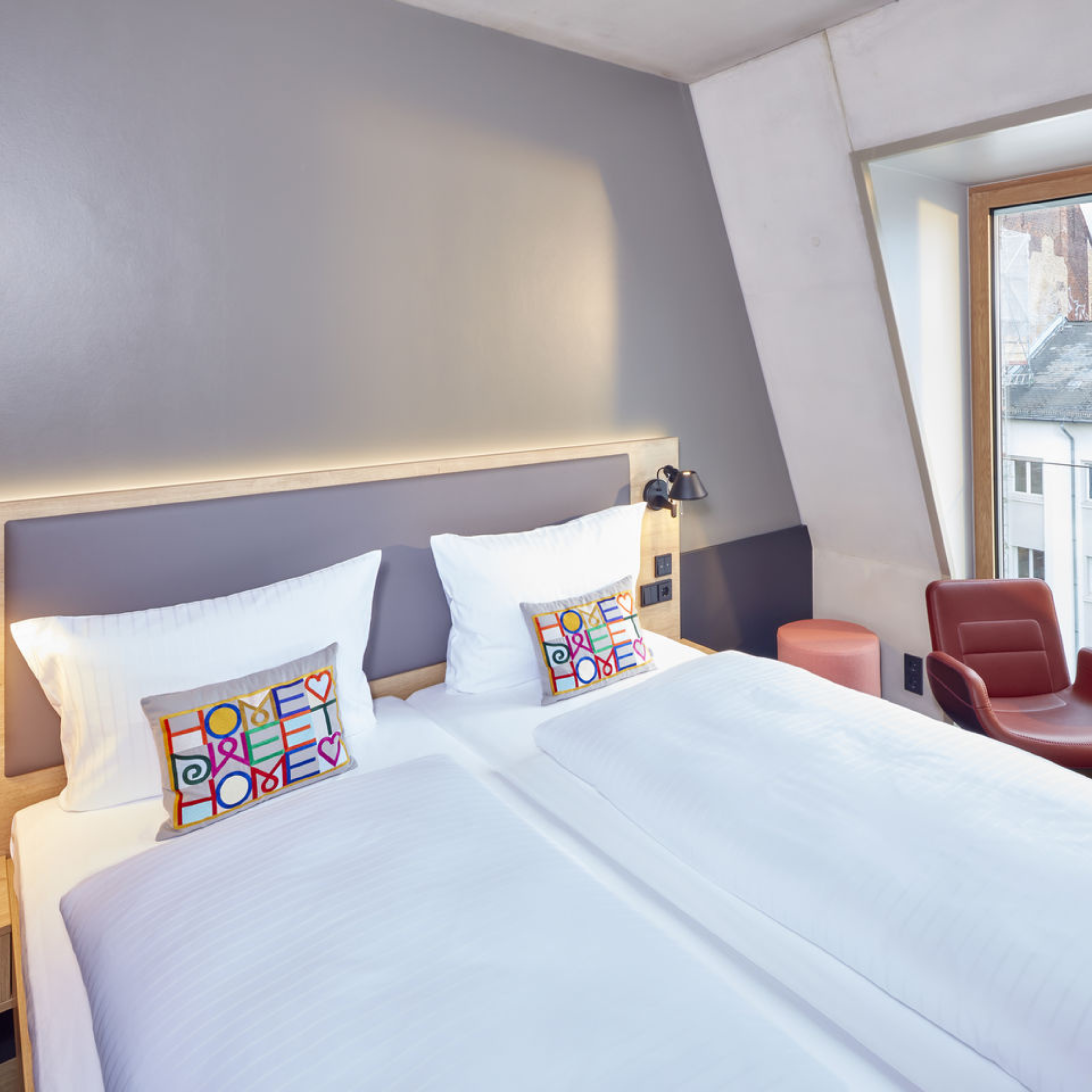 Embroidered Pillows - Home Sweet Home, light grey