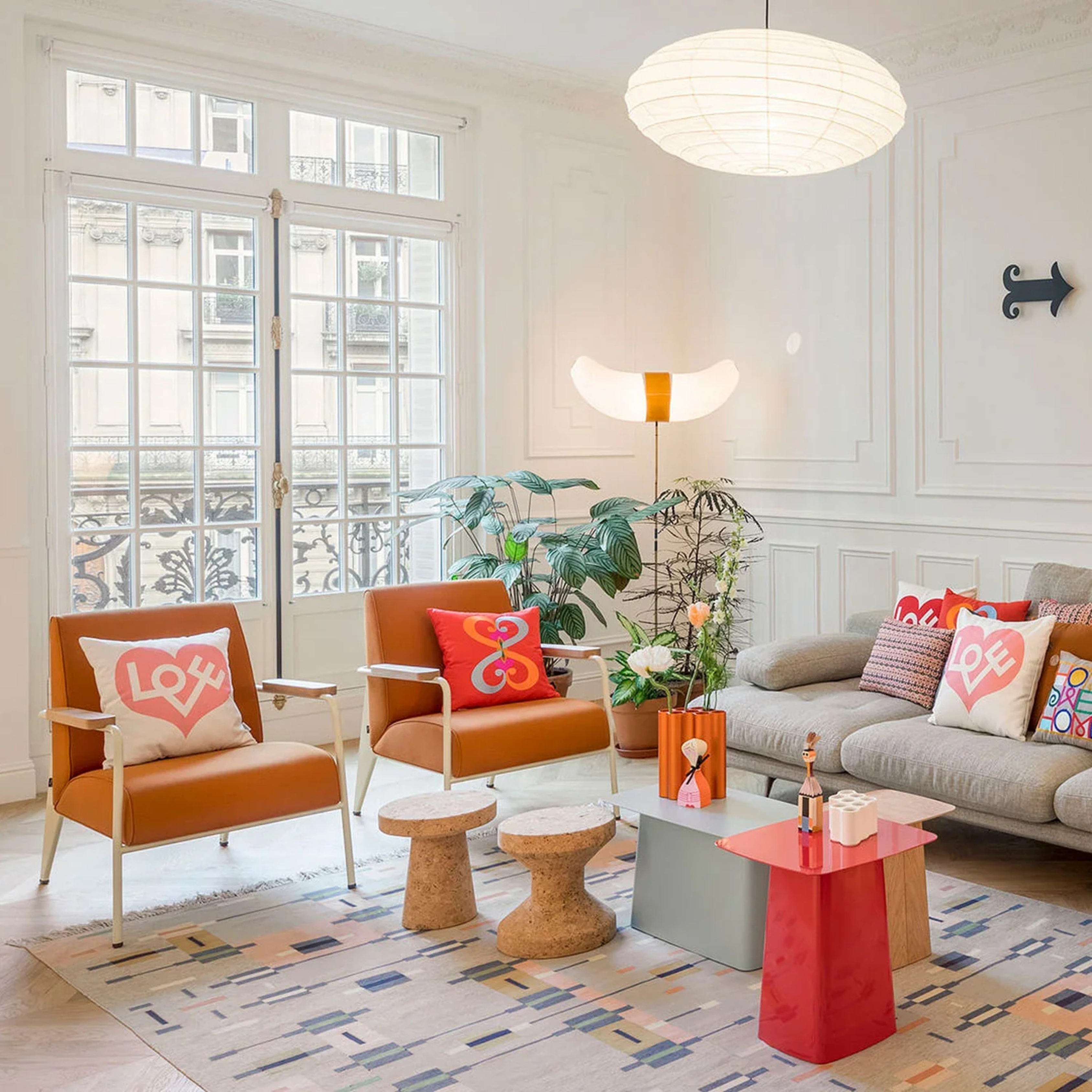 Embroidered Pillows - Double Heart, red