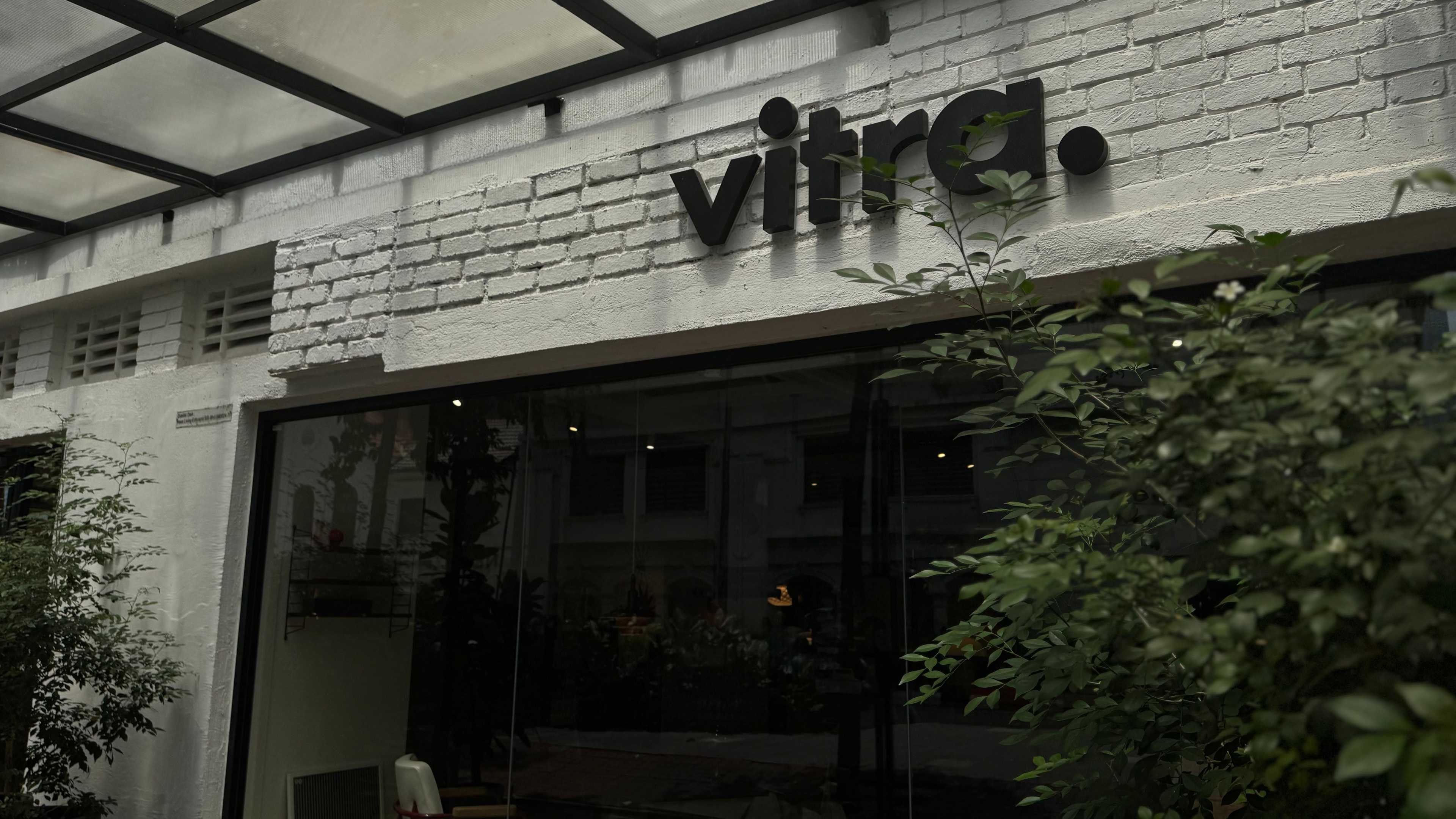 Vitra. Haus storefront in Malaysia with a black sign on a white brick wall, designed to attract local customers searching for "Vitra near me" or "Vitra Malaysia." The image shows the exterior of the business, which is optimized for Google Business Profile and local search results.