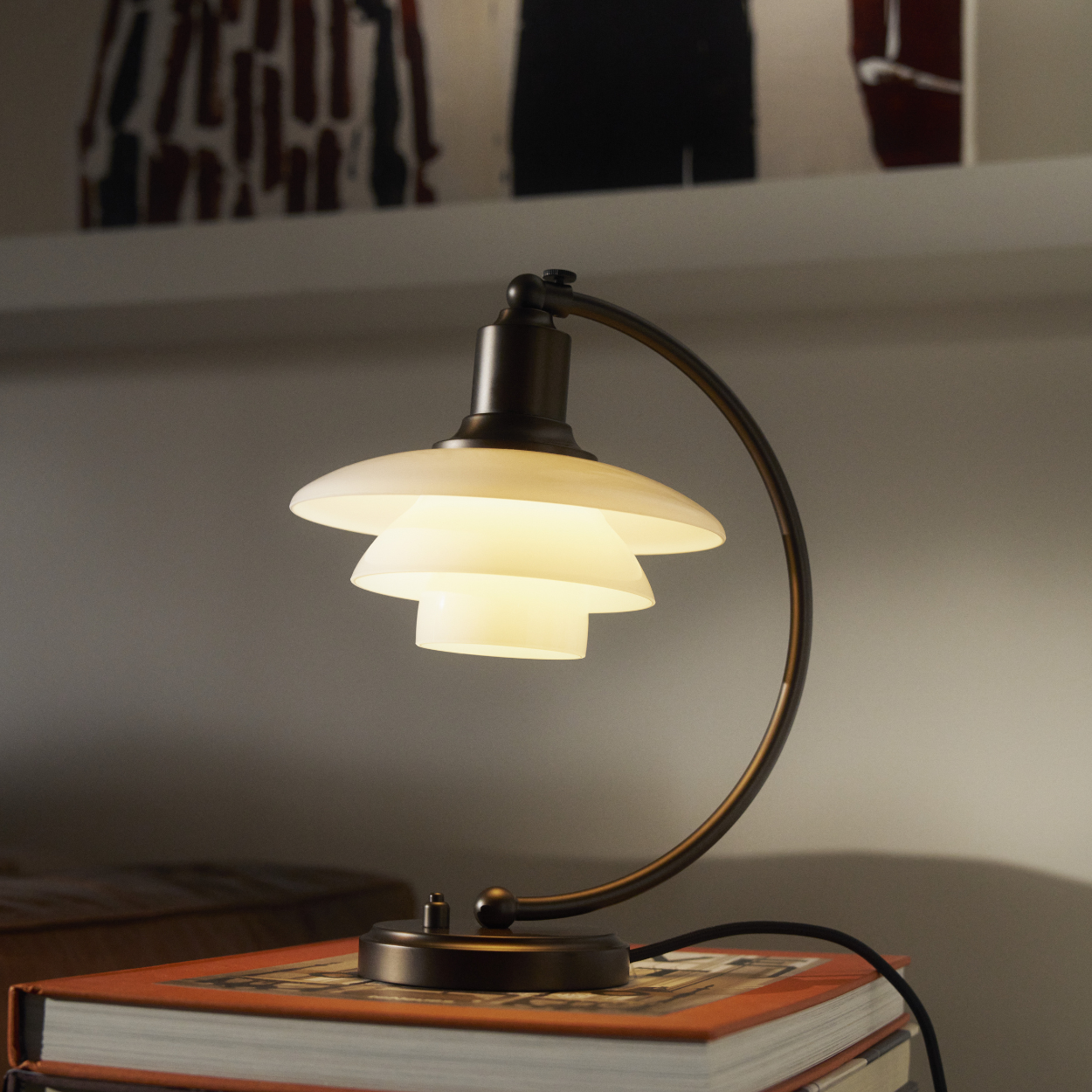 PH 2/2 Luna Aged Brass Opal Table Lamp