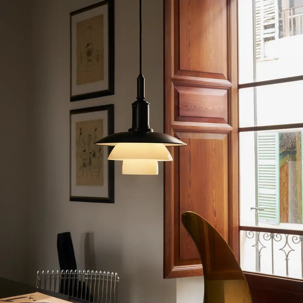 PH 3/3 Aged Brass Opal Pendant Lamp