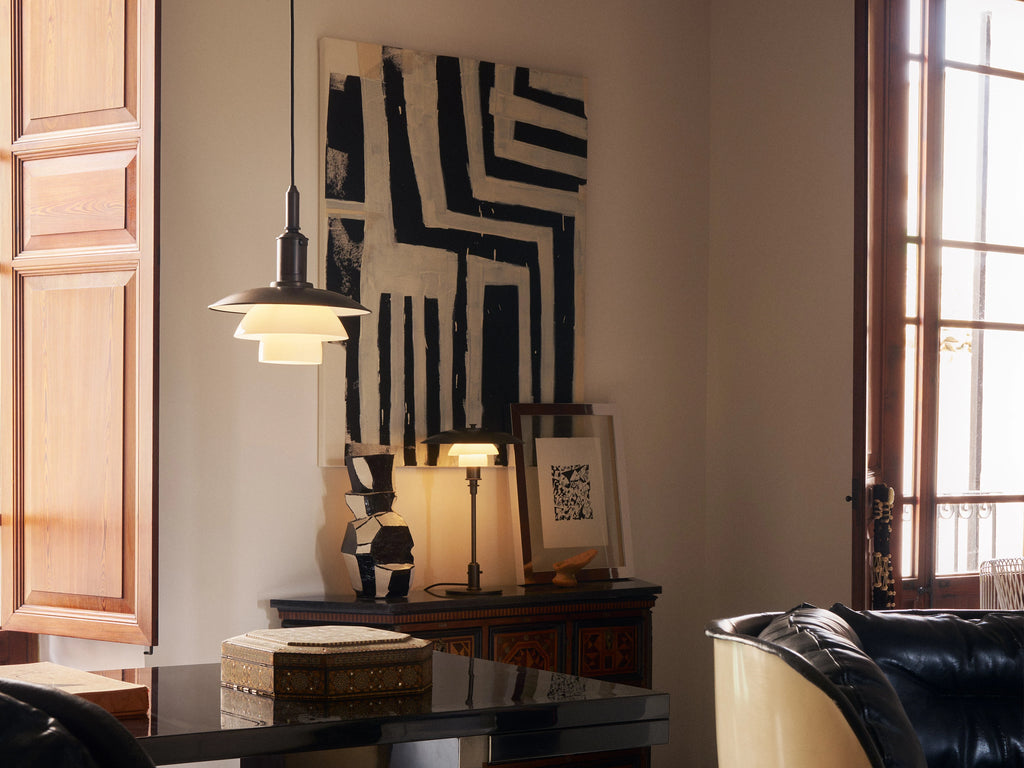 PH 3/3 Aged Brass Opal Pendant Lamp