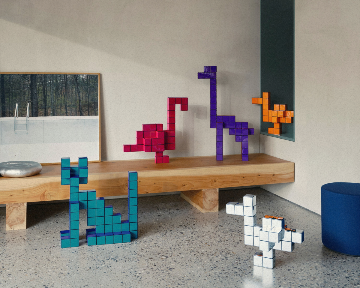 Authentic Vitra Panton Cubes Cat by Verner Panton, classic decorative animal sculpture