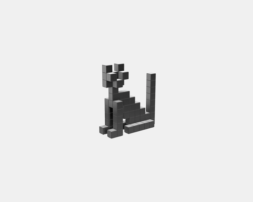 Authentic Vitra Panton Cubes Cat by Verner Panton in Chrome, classic decorative animal sculpture