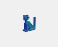 Authentic Vitra Panton Cubes Cat by Verner Panton in Two-Tone Blue, classic decorative animal sculpture
