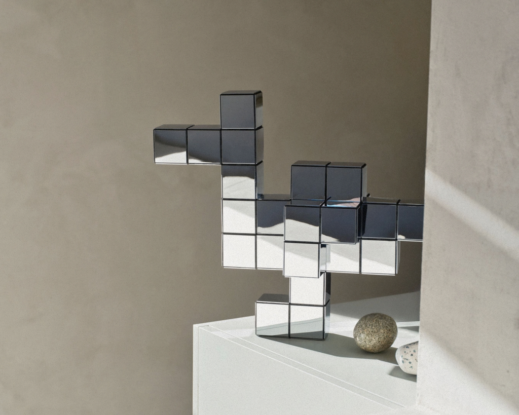 Authentic Vitra Panton Cubes Duck by Verner Panton, classic decorative animal sculpture