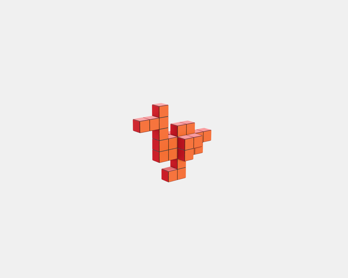 Authentic Vitra Panton Cubes Duck by Verner Panton in Two-Tone Orange, classic decorative animal sculpture