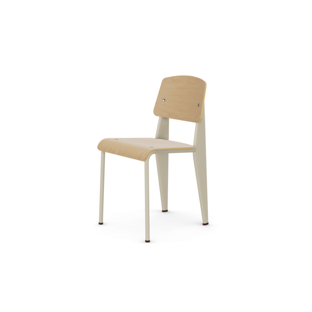 Vitra Standard Chair Prouve Blanc Colombe Ecru / Natural Oak