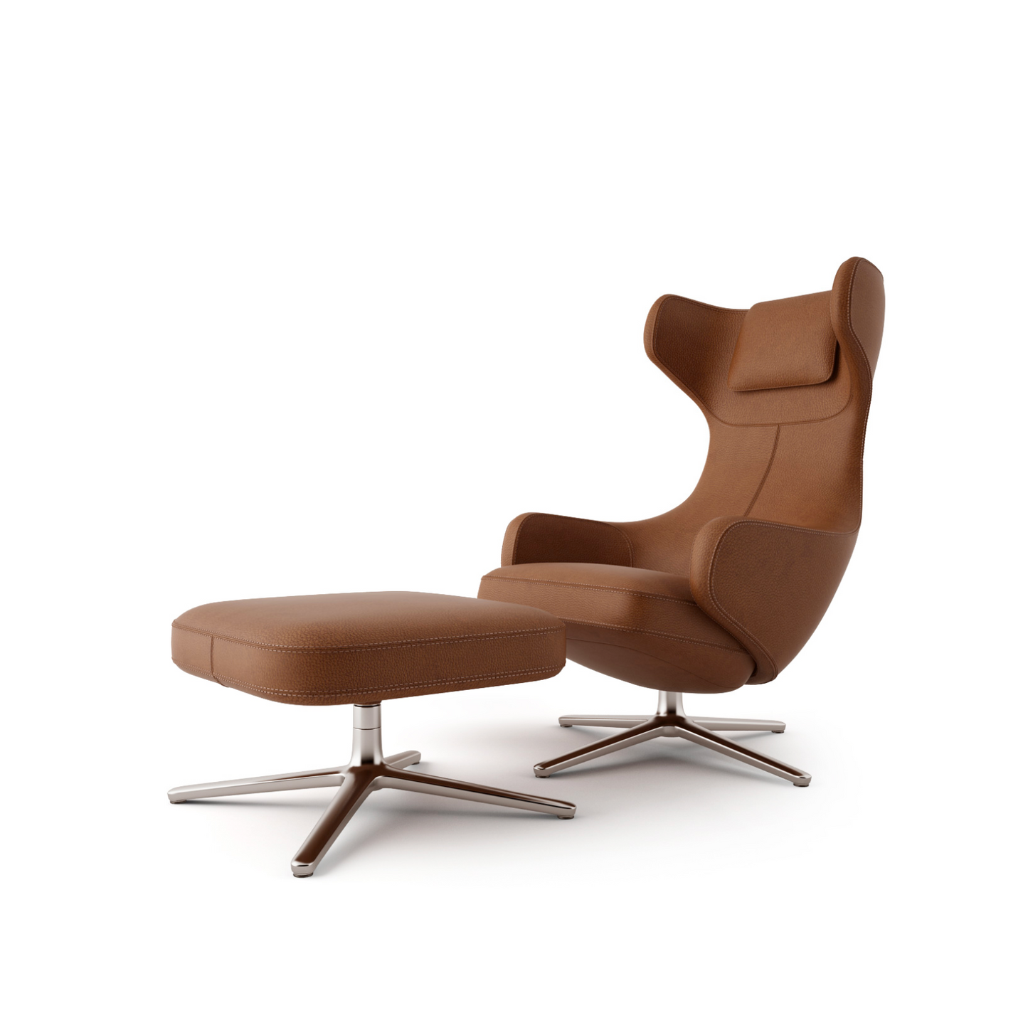 Vitra Grand Repos L40 Leather Cognac with Ottoman
