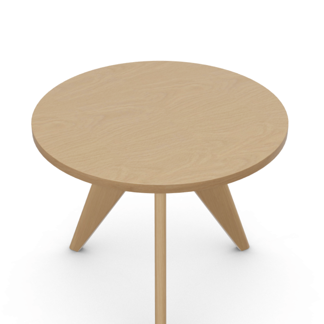 gueridon table solid natural oak top view